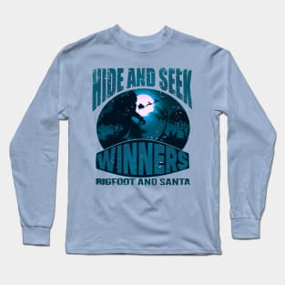 hide and seek winners bigfoot and santa. 80s funny Long Sleeve T-Shirt